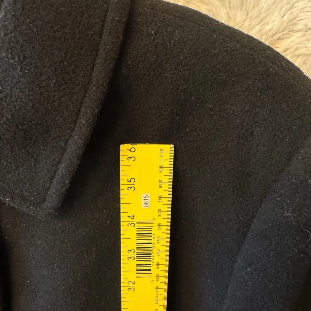 Fleet Street Coat Women’s Size Large Button Front Long‎ Collared Black